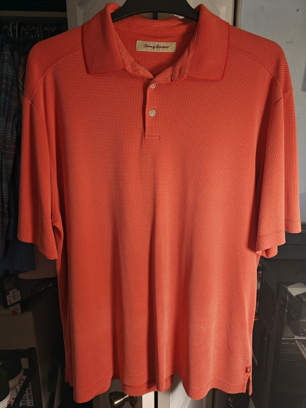 Tommy Bahama Red/Orange Textured Polo Shirt